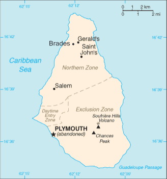 蒙特塞拉特岛国土面积示意图